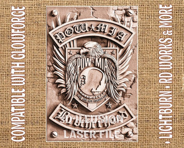 POW MIA 3d illusion & laser-ready file 3DWave.us